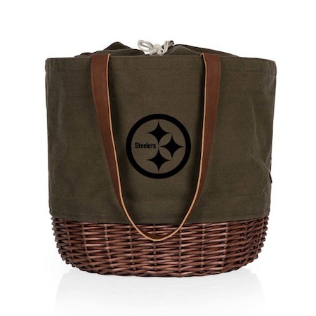 Picnic Time Family Of Brands NFL Pittsburgh Steelers - Coronado Canvas and Willow Basket Tote 203-00-140-254-2