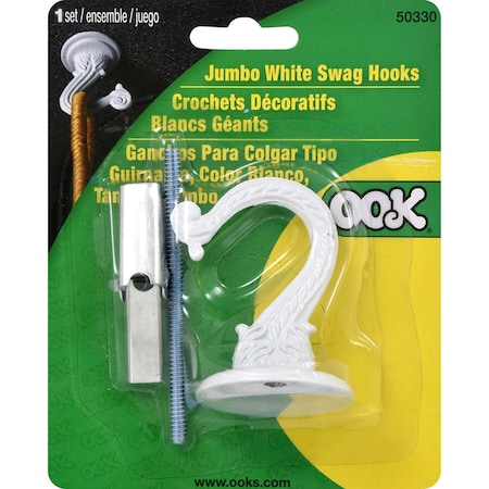 Hillman OOK Jumbo Vinyl Coated White Steel 1 1/2 in. L Swag Hook 30 lb 534500