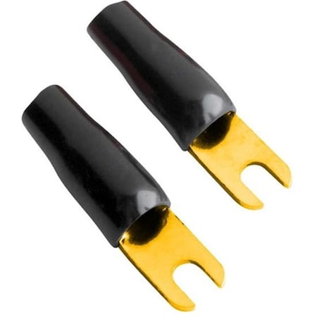 Doomsday 8 Gauge Gold-Plated Black Barrier Spade Terminals, 10PK DO946949