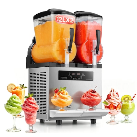 Vevor 12Lx2 Tank Commercial Slushy Machine Margarita Smoothie Frozen Drink Maker XN240B