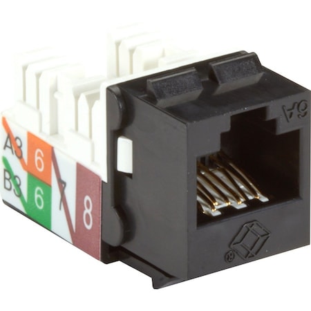 Black Box Cat6A Keystone Jack - Unshielded, Rj45, Black C6AJA70-BK-R2