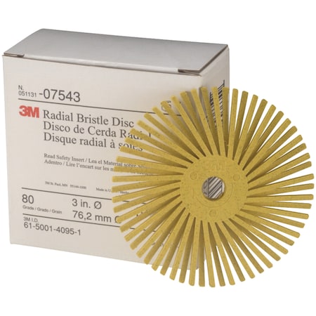 Scotch-Brite Radial Bristle Disc, 80, 3 in x 3/8 in, 4PK RB-ZB