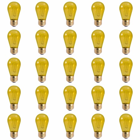 Bulbrite 11-Watt S14 Transparent Yellow Dimmable Incandescent Light Bulb, 25PK 861312