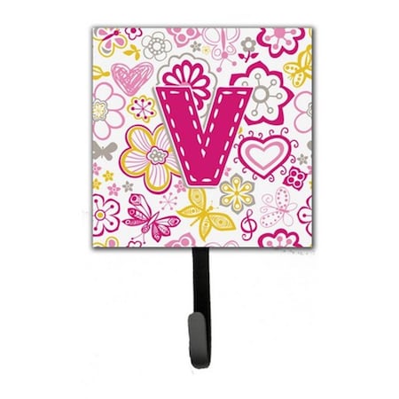 Carolines Treasures Letter V Flowers And Butterflies Pink Leash and Key Holder CJ2005-VSH4
