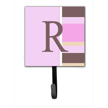 Carolines Treasures Letter R Initial Monogram - Pink Stripes Leash Holder Or Key Hook CJ1005-RSH4