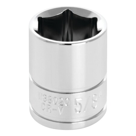Perform Tool Socket 3/8 In Drive; 5/8 In; Standard; 6 Point; Polished Nickel Chrome Plated; Vanadium Alloy W38020