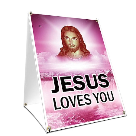 Signmission Jesus Loves You, 24 Inch x 18 Inch A-frame Yard Sign, Plastic Sign SBC-1824-Jesus Loves You