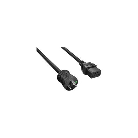 Cable Wholesale Hospital Grade Green Dot Power Cord, NEMA 5-20P to C19, 12AWG, 20 Amp, Black, 10 foot 10W3-52310