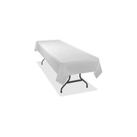 Tablemate Heavy-duty Plastic Table Covers, 108in Length x 54in Width, Plastic, White, 6PK 549WH