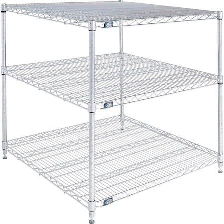 Global Industrial Nexel 3 Shelf, Stainless Steel Wire Shelving Unit, Starter, 36"W x 36"D x 34"H B3149769
