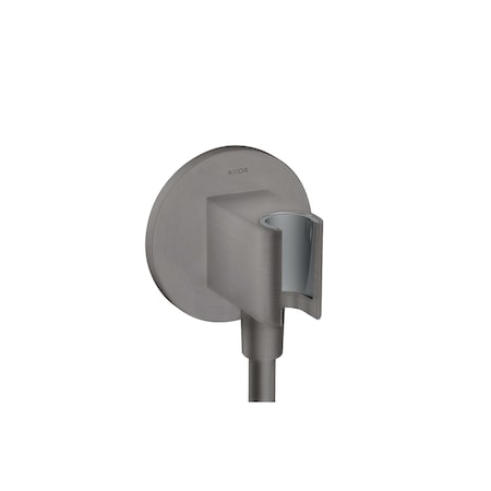 Axor ShowerSolutions Wall Outlet with Handshower Holder, Round in Brushed Black Chrome 36733341