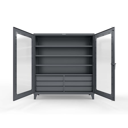 Strong Hold 12 GA Extreme Duty Clear View Cabinet with Half-Width Drawers 66-LD-244-6/5DB