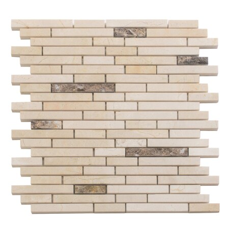 Apollo Tile Beige 12x12 Crema Marfil Emperador Dark Marble Floor and Wall Mosaic Tile 4.83 sqft/case, 5PK APLKB88P30A