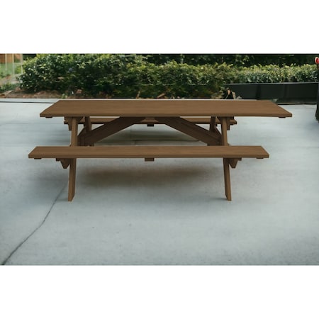 Homeroots 94" Brown Solid Wood Outdoor Picnic Table 525018