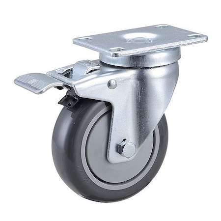Zoro Select Swivel Plate Caster, Poly, 4 in., 350 lb., C 1UKA2