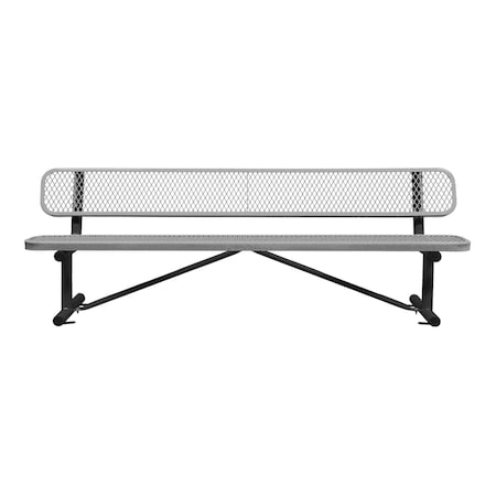 Leisure Craft Bench/Back, Surface Mount, 8ft., Granite B8WBSM-GRANITE