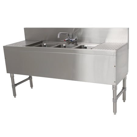 Advance Tabco Prestige Underbar Sink Unit 3-compartment 60 in.W x 20 in.D x 36 in.H PRB-19-53C