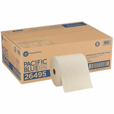 Georgia-Pacific Pacific Blue Ultra Hardwound Paper Towels, 1 Ply, Continuous Roll Sheets, 1150 ft, Brown, 6 PK 26495