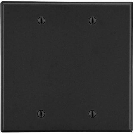 Hubbell Wiring Device-Kellems Wallplate, 2-Gang, 2 Box Mount Blank, Black P23BK