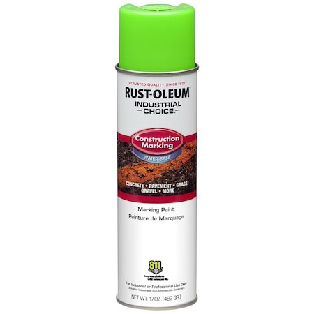 Rust-Oleum 17 Oz. Rust-Oleum 264700 Fluorescent Green Industrial Choice M1400 Water-Based Marking Spray Paint 264699