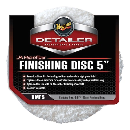 Meguiars Dual Action Finishing Disc, 5 in Dia, Hook and Loop Attachment, Microfiber Pad DMF5