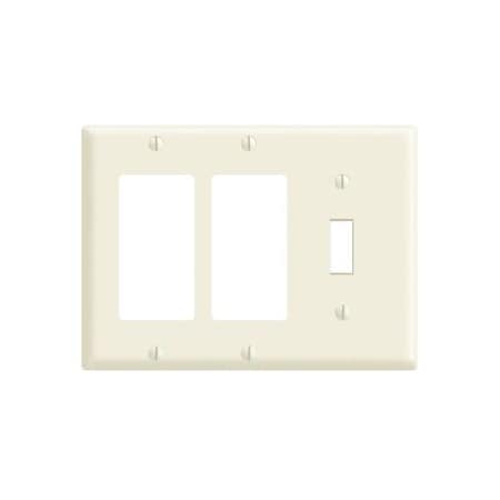 Leviton Combination Wallplate, Standard Size, Gang 3, Light Almond 80431-T