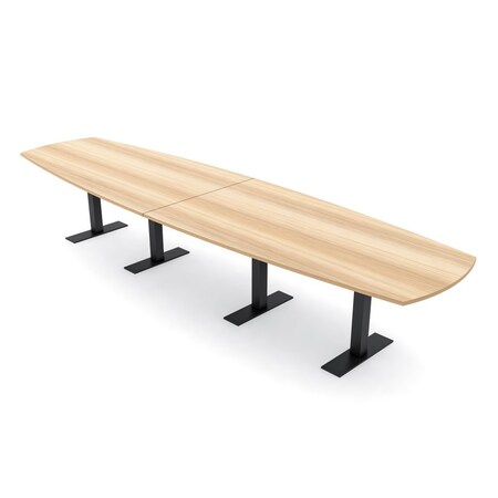 Skutchi Designs Arc Boat Conference Table With Power, 48 in W, 168 in L HAR-ABOT-48X168-T.BK-K525-NA