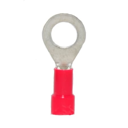 Hillsdale Terminal Ring Terminal, 1/4 in Stud Size, 18 AWG, 600 V, Vinyl Insulated, 1000 PK 50044