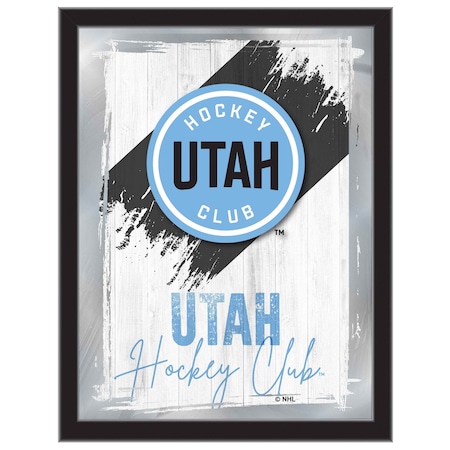 Holland Bar Stool Co Utah Hockey Club 17in x 22in Logo Wall Mirror - Black Wood Frame - Vibrant Full Color - Style B MLogo