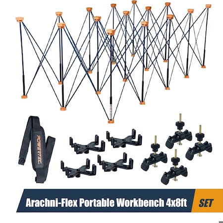 Powertec Arachni-Flex Portable Workbench 4x8ft Collapsible Workstand - 6000 lbs Capacity 36 Inch Work Height 71930