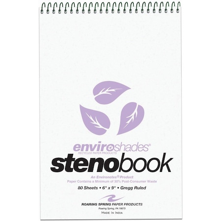 Roaring Spring Paper Products Enviroshades Steno Book - 80 Sheets Per Book 12264