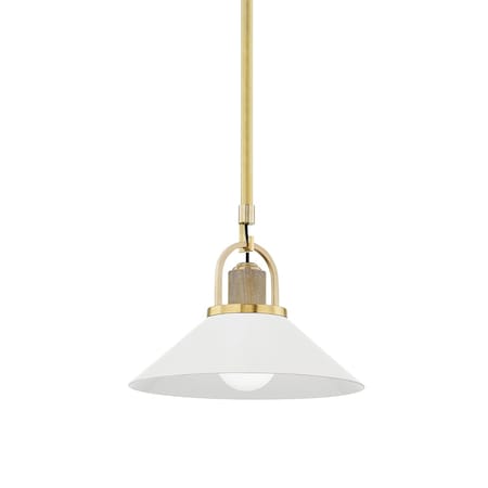 Hudson Valley Lighting Syosset 1 Light Pendant 12 In. Aged Brass/Soft Off White 2613-AGB/WH