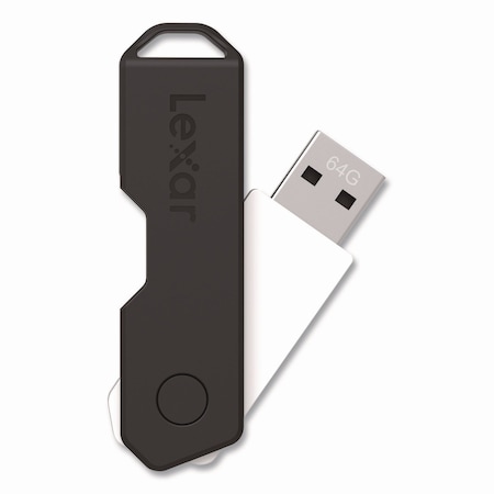 Lexar Twist Turn2 USB 2.0 Flash Drive, 64 GB, Black JDTT2-64GABNABK