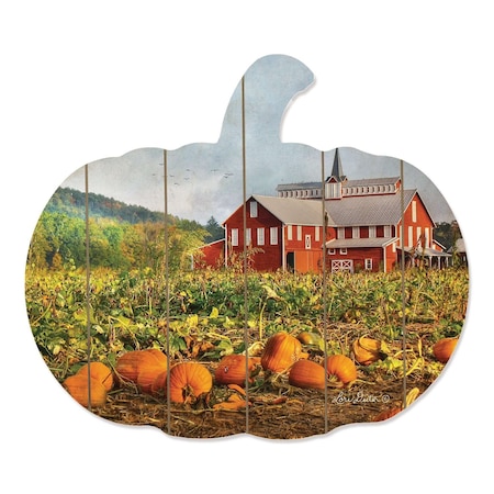 Homeroots Red Barn Pumpkin Patch Unframed Print Wall Art 416065