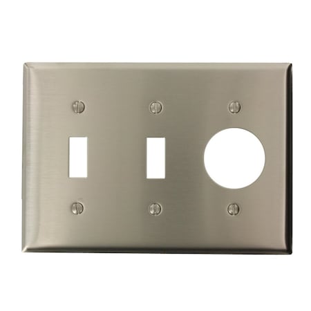 Leviton Combination Wallplate, Standard Size, Gang 3, Stainless Steel 84088-40