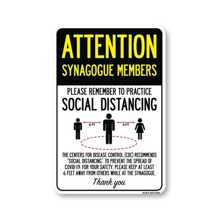 Signmission Public Safety, Synagogue Members Practice Social Distancing, 24in X 18in Decal, OS-NS-D-1824-25386 OS-NS-D-1824-25386