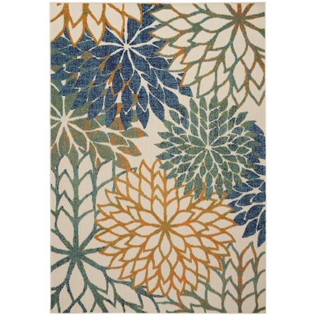Homeroots 5' X 8' Blue Yellow And Blue Floral Indoor Outdoor Area Rug 556280