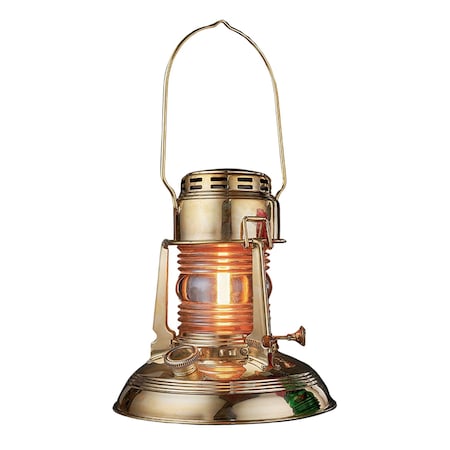 Kings County Tools Oil Lamp 8 in Tall Railroad Lantern with Brass Body & Glass Bulb Decorative Kerosene Lantern GW78A05-14