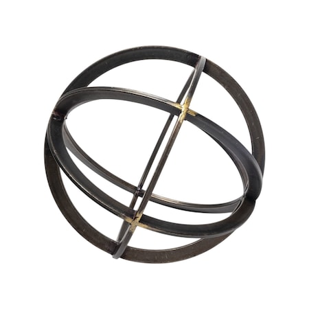 Homeroots 9" Black Metal Round Tabletop Sculpture 392557