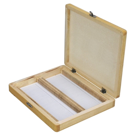 Amscope Microscope Slide Wooden Box (100 Slide Capacity) PS100-WB