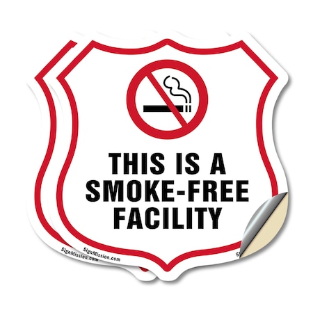 Signmission No Smoking Shield Label Set This Is A Sm, 4 inch X 4 inch, Vinyl Decal, 2PK SHI-D-2PACK-4-399