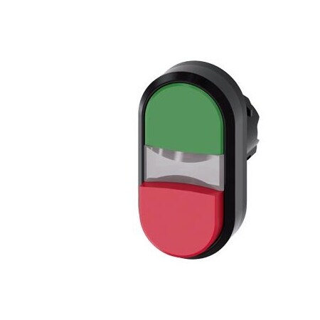 Siemens Twin pushbutton, 22 mm, round, plastic, green, red, pushbuttons 3SU1000-3BB42-0AA0-ZY11