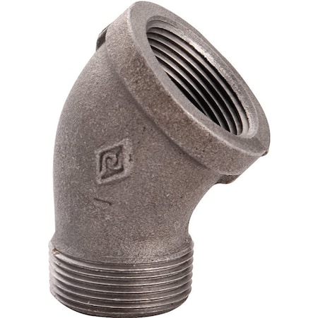 Prosource Street Pipe Elbow, 1/2 in, FIP x MIP, 45 deg Angle, Malleable Iron, SCH 40 Schedule, 300 psi Pressure B121 15