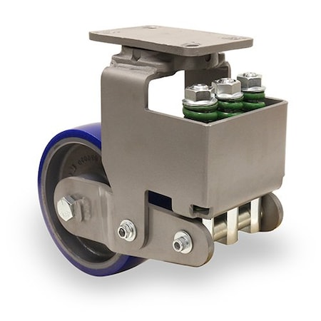 Hamilton Aerospace Spring Loaded Forge Master Swivel Caster, 6" x 3" Ergo-Glide Polyurethane Cast Iron Wheel S-AEZFFM-63SPB