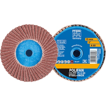 Pferd 3'' POLIFAN Mini Flap Disc - Flat - Aluminum Oxide - 60 Grit 42809