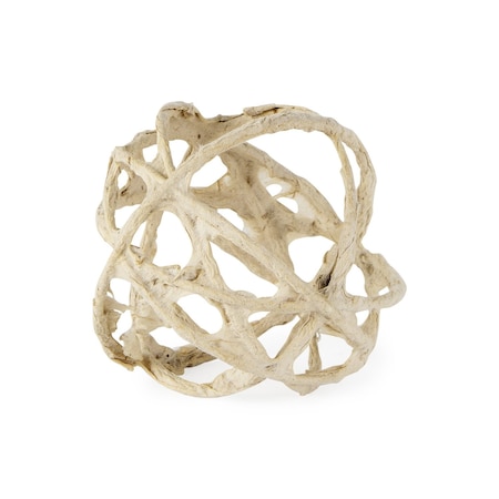 Homeroots 5" Beige Paper Mache And Metal Decorative Orb 608999
