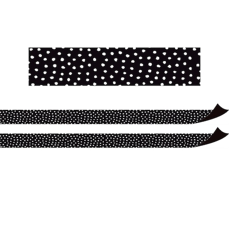 Teacher Created Resources Black with White Painted Dots Magnetic Border, 24 Feet Per Pack, 2PK TCR77565