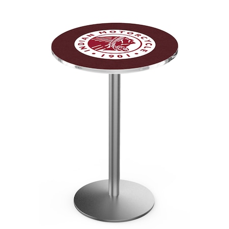 Holland Bar Stool Co 42" Stainless Steel Indian Motorcycle Pub Table, 36" dia. Top L214S4236Indn-HD