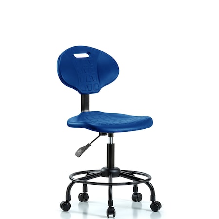 Blue Ridge Ergonomics Erie Poly Chair, Desk, Round Tube Base, Casters, Blue BR-TPDHCH-RT-A0-RC-BLU