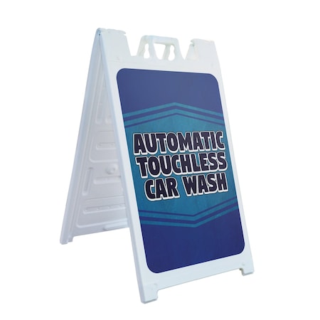 Signmission Automatic Touchless Car Wash, A-Frame & 2 Decals Installed, Heavy-Duty Plastic Frame SBHD-D-2436-30344